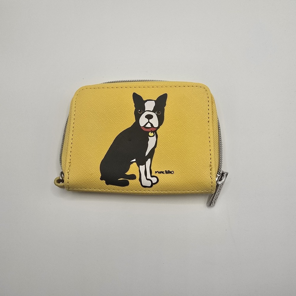 Marc Tetro Boston Terrier Yellow Zip Around Compact Wallet Dog Graphic